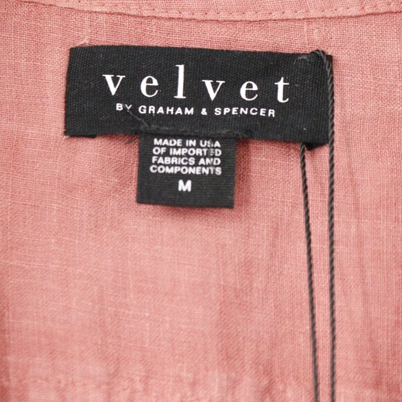 NWT Velvet by Graham & Spencer Shirt Mens M Linen mackie Button Up Short Sleeve - Picture 3 of 9